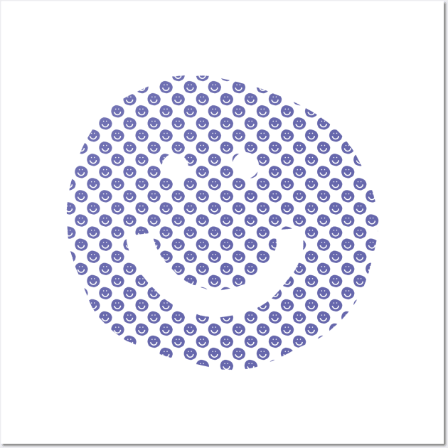 Very Peri Periwinkle Color of the Year 2022 Smiley Face Pattern Wall Art by ellenhenryart